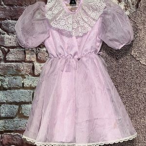 Vintage 80’s 90's "Your In Wonderland" Girls lavender Dress Size 5 Toddler
